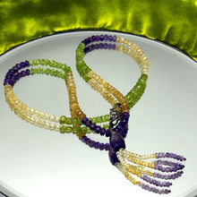 Amethyst Natural, Citrine, and Peridot Gemstone Necklace