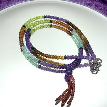 Spessartite Natural, Aquamarine, Amethyst, Peridot, and Garnet Necklace