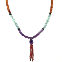 Spessartite Natural, Aquamarine, Amethyst, Peridot, and Garnet Necklace