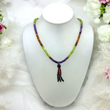 Garnet Natural, Peridot, Amethyst, Spessartite, and Blue Tourmaline Necklace