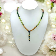 Peridot Natural, Tsavorite, Black Tourmaline, and Spessartite Garnet Necklace