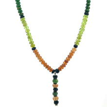 Peridot Natural, Tsavorite, Black Tourmaline, and Spessartite Garnet Necklace