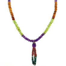 Garnet Natural, Peridot, Amethyst, Spessartite, and Blue Tourmaline Necklace
