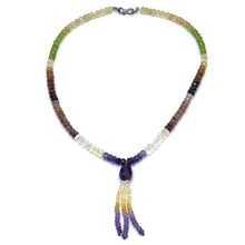 Citrine Natural, Peridot, Spessartite Garnet, Amethyst, and Pink Tourmaline Necklace