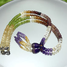 Citrine Natural, Peridot, Spessartite Garnet, Amethyst, and Pink Tourmaline Necklace