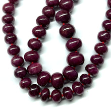 Natural Precious Ruby Necklace | Smooth 15-21mm Rondelle Beads 46 Pcs 2033 Carats | Crimson Red VVS Clarity | 24.4 Inch High Grade Gemstone Jewelry