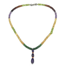 Citrine Natural, Spessartite, Peridot, Tsavorite, and Amethyst Necklace