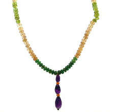 Citrine Natural, Spessartite, Peridot, Tsavorite, and Amethyst Necklace