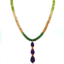 Tsavorite Natural, Amethyst, Spessartite Garnet, Citrine, and Peridot Necklace