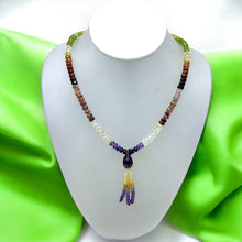 Citrine Natural, Peridot, Spessartite Garnet, Amethyst, and Pink Tourmaline Necklace