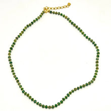 Heart Chakra Natural Emerald 4mm with 925 Sterling Silver Station Necklace Faceted Rondelle Beaded Gemstone