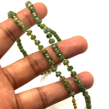 Prestige 925 Sterling Silver Station Necklace with Natural Emerald 5mm Faceted Rondelle Beaded Gemstone Prosperity Stone