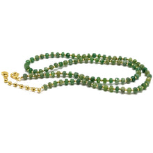 Heart Chakra Natural Emerald 4mm with 925 Sterling Silver Station Necklace Faceted Rondelle Beaded Gemstone
