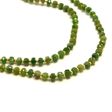 Heart Chakra Natural Emerald 4mm with 925 Sterling Silver Station Necklace Faceted Rondelle Beaded Gemstone