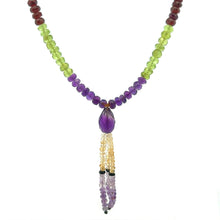 Peridot Natural, Amethyst, Spessartite Garnet, and Citrine Necklace