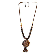 Natural Handmade Artisan Shaded Coconut Wood Statement Necklace Unique Tassels Jewelry