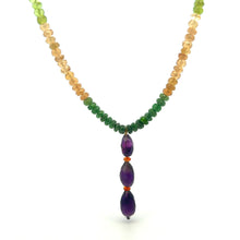 Citrine Natural, Amethyst, Peridot, Spessartite Garnet, and Tsavorite Necklace