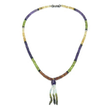 Amethyst Natural, Citrine, Spessartite, Aqua, Peridot, Black, and Green Tourmaline Necklace