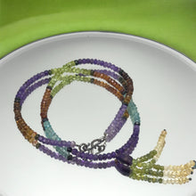 Aqua Natural, Spessartite, Citrine, Green Tourmaline, Peridot, Citrine, and Amethyst Necklace