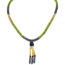 Citrine Natural, Tanzanite, Peridot, and Amethyst Necklace