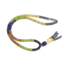 Spessartite Garnet Natural, Citrine, Tanzanite, Peridot, and Amethyst Necklace