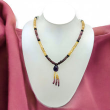 Citrine Natural, Aqua, Amethyst, Pink, and Black Tourmaline Necklace