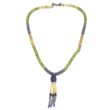 Tanzanite Natural, Citrine, Peridot, Black Tourmaline, and Amethyst Necklace