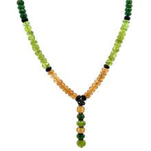 Tsavorite Natural, Peridot, Citrine, and Black Tourmaline Gemstone Necklace