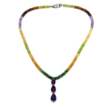 Peridot Natural, Citrine, Spessartite Garnet, Tsavorite, and Amethyst Necklace