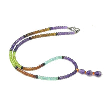 Aquamarine Natural, Peridot, Spessartite Garnet, and Amethyst Necklace