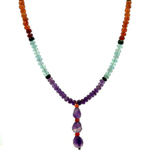 Aquamarine Natural, Peridot, Spessartite Garnet, and Amethyst Necklace