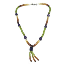 Natural Citrine,Spessartite Garnet,Peridot and Amethyst Necklace