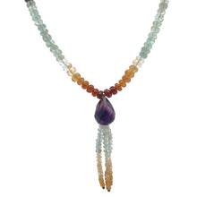 Iolite Natural, Peridot, Citrine, Aquamarine, Spessartite, and Amethyst Necklace