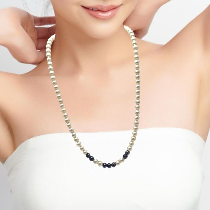 Pearl Classic Dark Grey White Color June Birthstone Necklace