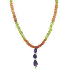 Amethyst Natural, Spessartite, Citrine, Aqua, and Peridot Necklace