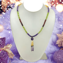 Citrine Natural, Spessartite Garnet, Peridot, and Amethyst Gemstone Necklace