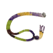 Citrine Natural, Spessartite Garnet, Peridot, and Amethyst Gemstone Necklace