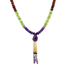 Citrine Natural, Spessartite Garnet, Peridot, and Amethyst Gemstone Necklace