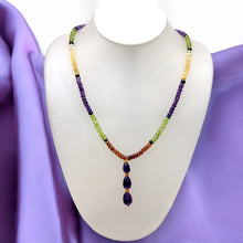 Spessartite Natural, Peridot, Tsavorite, Black Tourmaline, and Amethyst Necklace