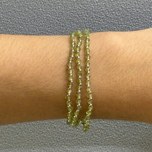 Natural Peridot 3mm with 925 Sterling Silver Station Necklace Faceted Rondelle Beaded Gemstone Silver Balls Jewelry for Energy Renewal