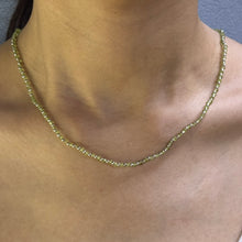 Natural Peridot 3mm with 925 Sterling Silver Station Necklace Faceted Rondelle Beaded Gemstone Silver Balls Jewelry for Energy Renewal