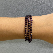 Rich Purple Natural African Amethyst 4mm with 925 Sterling Silver Station Necklace Faceted Rondelle Beaded Gemstone for Calm Energy