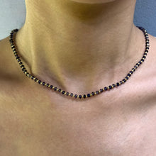 4mm Natural Iolite with 925 Sterling Silver Station Necklace Faceted Rondelle Beaded Gemstone Plain Silver Ball Charms Intuition Stone