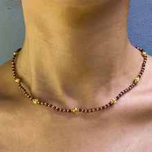 Garnet Natural 3mm with 925 Sterling Silver Station Necklace Faceted Rondelle Beaded Gemstone Gold Charms January Birthstone