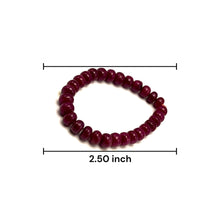 Natural Ruby Stretch Bracelet | Smooth 7-8mm Rondelle Beads 29 Pcs 110 Carats | Burgundy Red VVS Clarity | July Birthstone Gemstone Jewelry