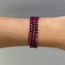 Natural Ruby 4.5mm with 925 Sterling Silver Station Necklace Faceted Rondelle Beaded Gemstone Energy Stone