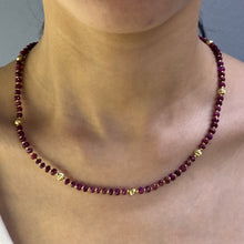4.5mm Natural Ruby with 925 Sterling Silver Station Necklace Faceted Rondelle Beaded Gemstone Passion Jewel