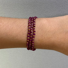 Genuine 925 Sterling Silver Station Necklace with Natural Ruby 3.5mm Faceted Rondelle Beaded Gemstone Strength Symbol