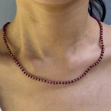 Genuine 925 Sterling Silver Station Necklace with Natural Ruby 3.5mm Faceted Rondelle Beaded Gemstone Strength Symbol