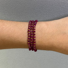 Authentic 925 Sterling Silver Station Necklace with Natural Ruby 4mm Faceted Rondelle Beaded Gemstone Love Energy